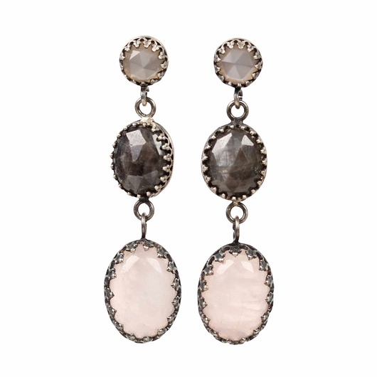 kolczyki pozłacane Srebrne kolczyki Vintage z kamieniami szlachetnymi