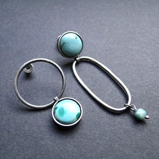 kolczyki srebrne Kolczyki srebrne Turkusy & amazonit