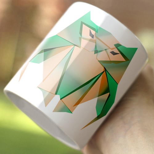 Sowa origami Zielona ONE MUG A DAY