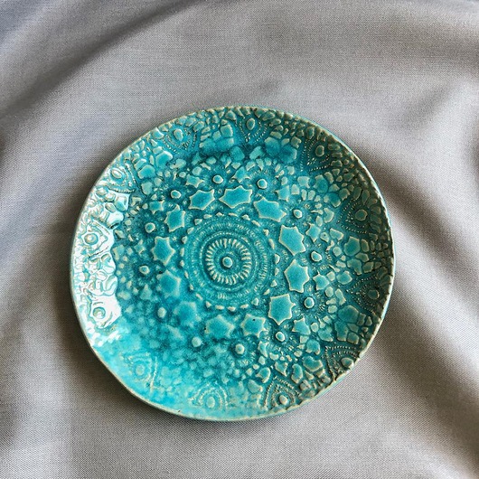 patery i talerze Talerzyk ceramiczny Turkus Koronka 1