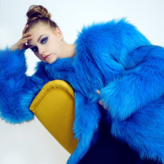 płaszcze damskie Eko Futro Niebieskie