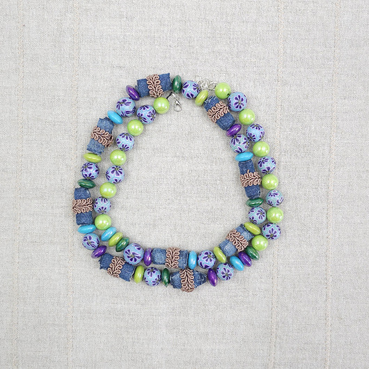 korale Niebieski naszyjnik upcycling 7087