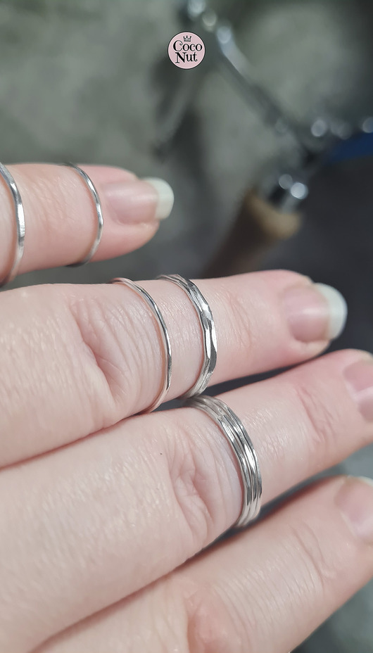 obrączki Komplet 7 obrączek SLIM srebro