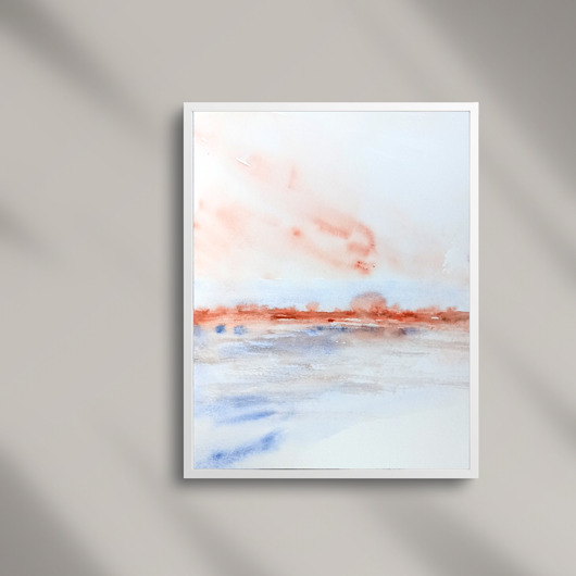 obrazy Akwarela Morski pejzaż oryginalny obraz 300g A4 21x30 cm