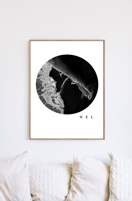 plakaty Półwysep HELSKI  mapa plakat grafika