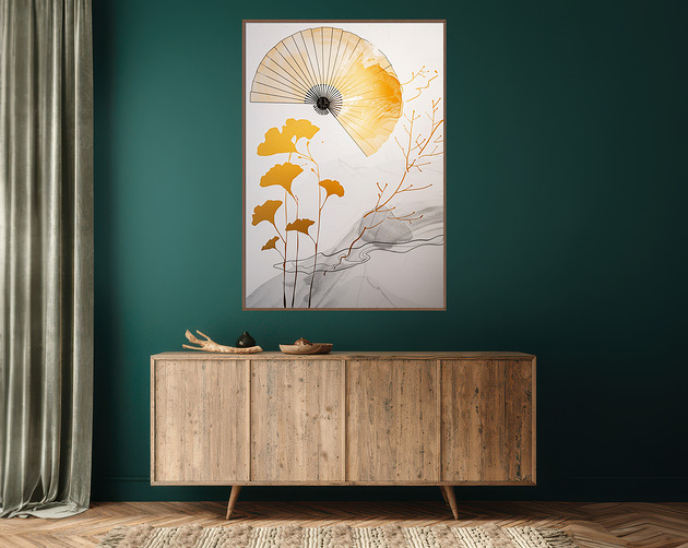 plakaty Liście miłorzębu - Plakat, druk - Chiński Orient, Zen, Wabi Sabi #139
