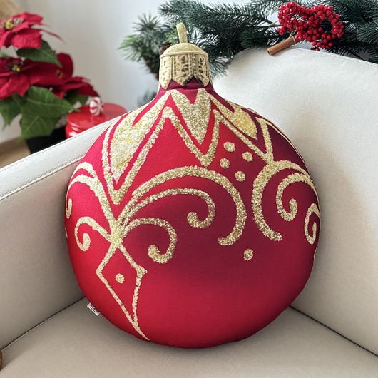 dekoracje świąteczne Poduszka Dekoracyjna Czerwona Bombka Duża