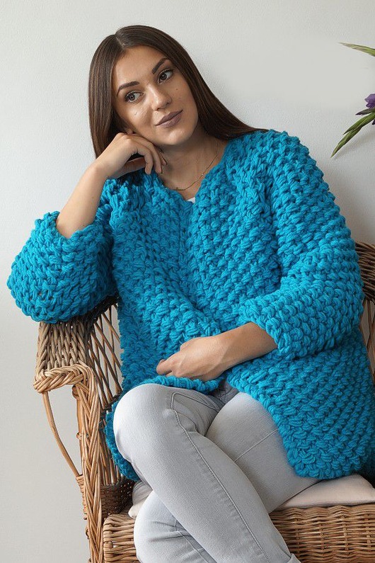 swetry damskie  Kardigan Chunky  niebieski