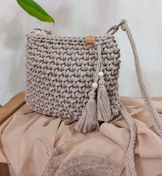 torby na ramię Torebka ze sznurka City bag - piaskowa