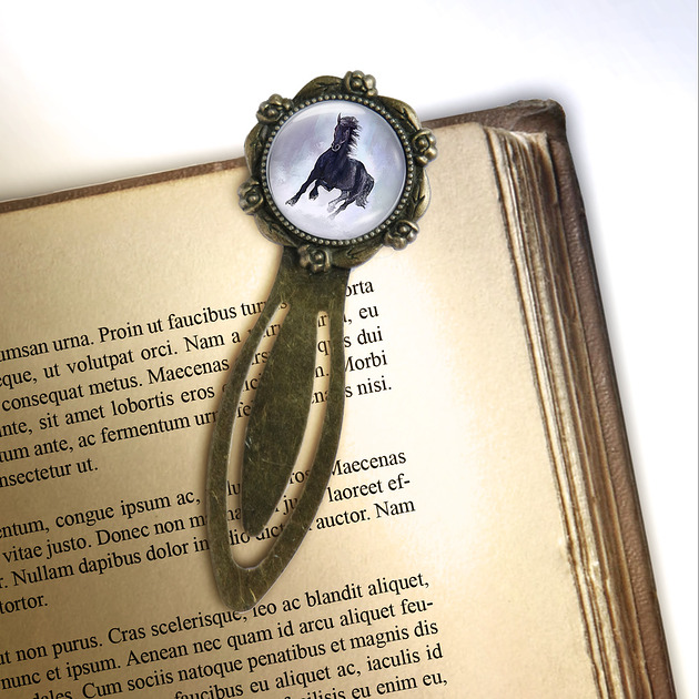 zakładki do książek Zakładka do książki - Czarny koń - klips, brąz