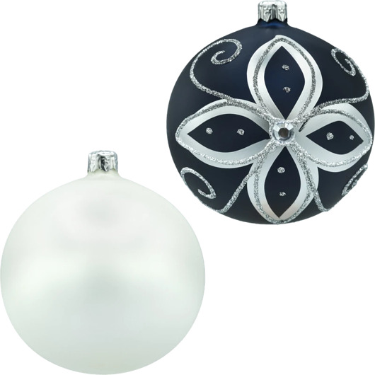 ozdoby choinkowe Bombki okrągłe: granatowe i białe