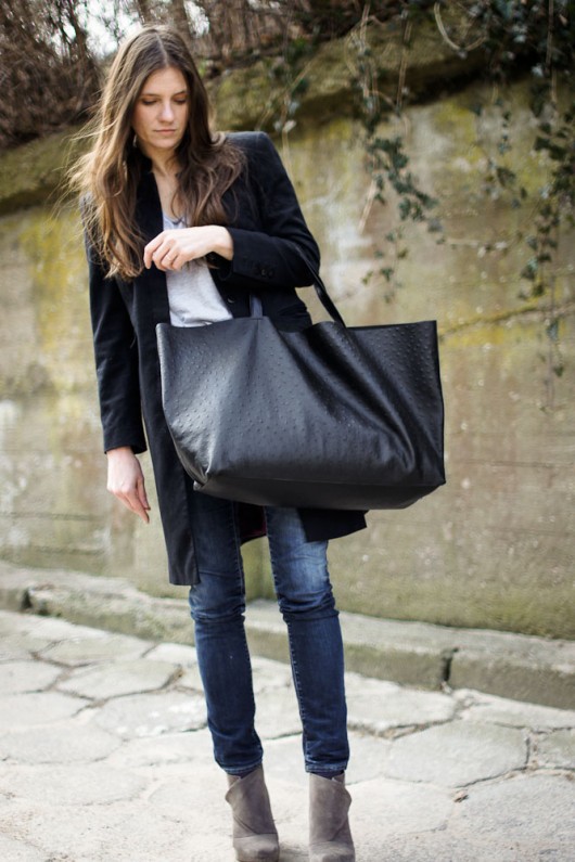 Duża tote oversized  Struś patkas