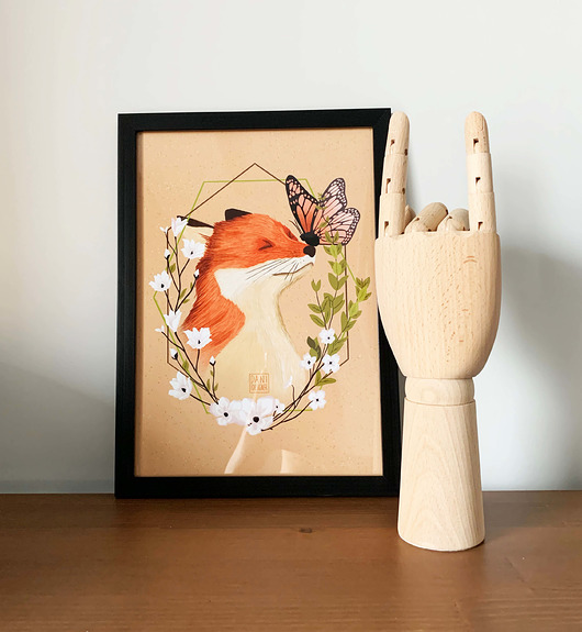 grafiki i ilustracje Boho lis, plakat A4