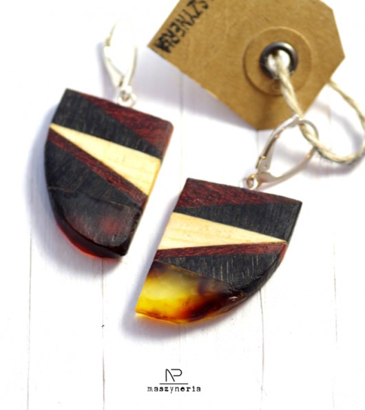 Wood&Amber Kolczyki Etno Maszyneria