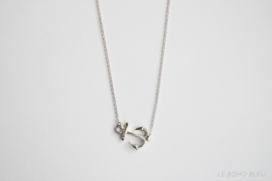 Rhodium Plated Anchor Necklace Le Boho Bleu