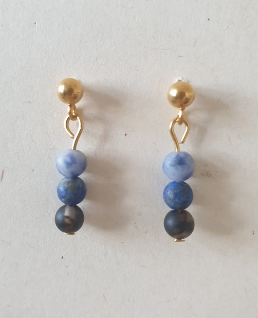 kolczyki z kamieniami Kolczyki DROPSY MINI lapis lazuli, kwarc dymny,jaspis niebieski