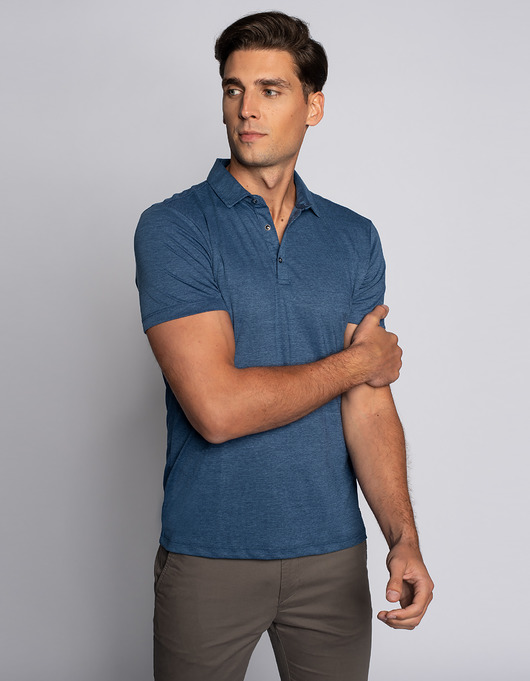 t-shirty męskie Koszulka męska polo popoli niebieska