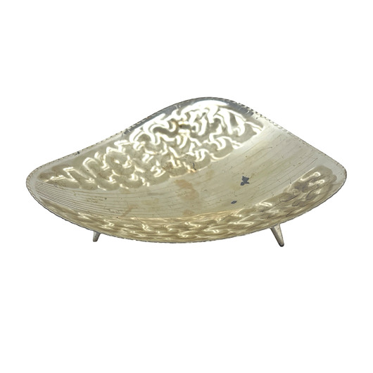 patery i talerze Vintage platerowana patera na nóżkach liść posrebrzana Niemcy lata 70.