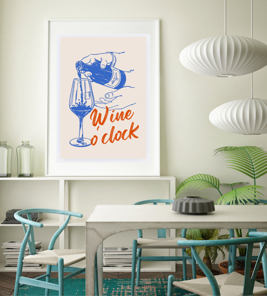 plakaty PLAKAT wino, wino grafika, wine o clock, ozdoba do kuchni