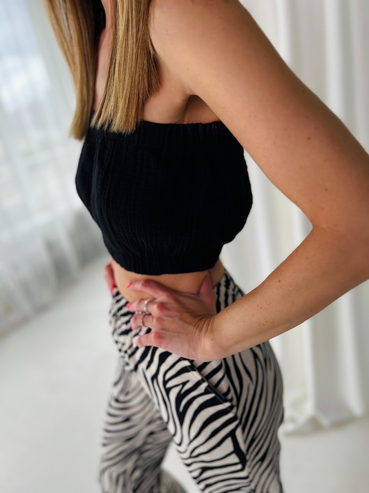 topy damskie Butterfly / czarny top muślinowy