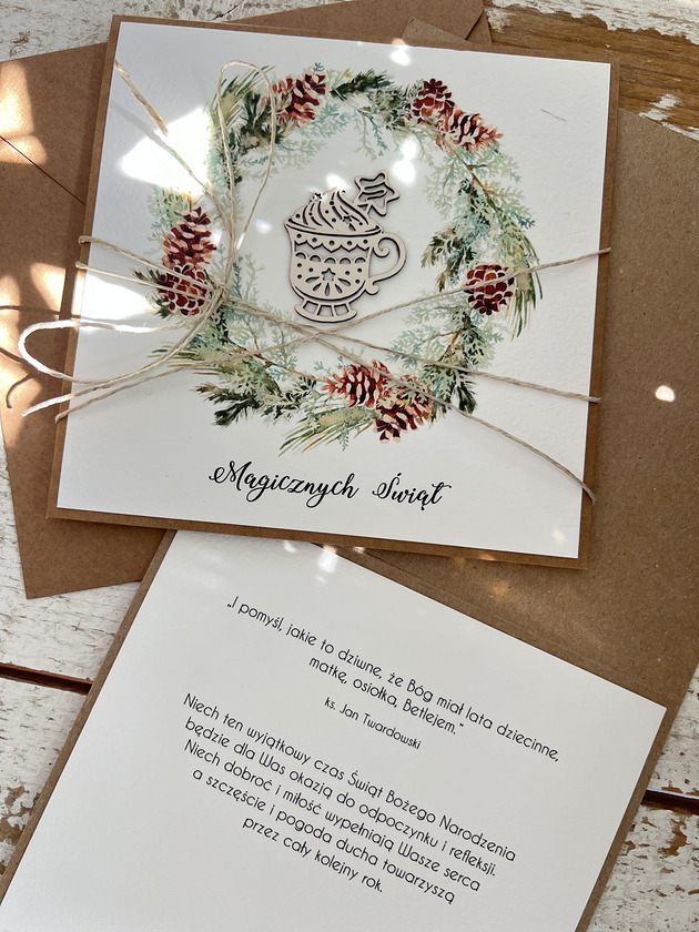 kartki świąteczne Wyjątkowa ręcznie robiona kartka świąteczna na Boże Narodzenie