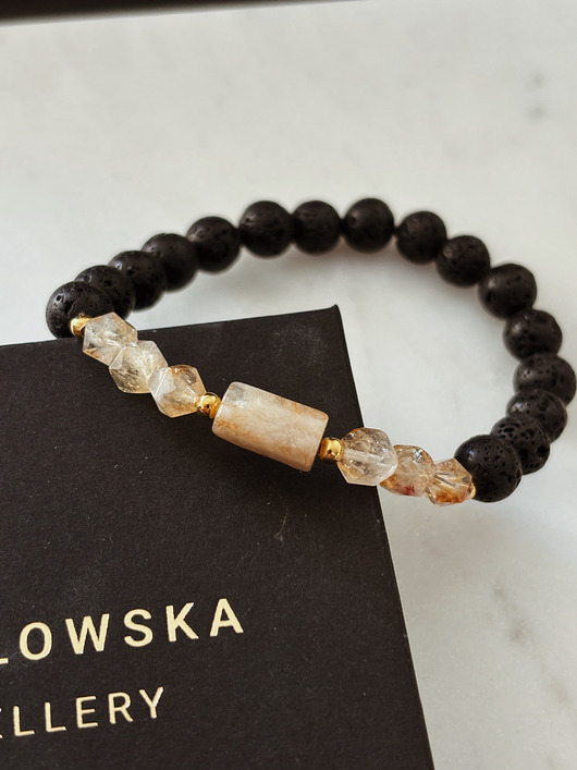 biżuteria męska Bransoletka męska Cytryn i Lawa