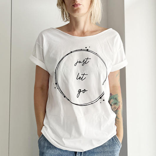 t-shirt damskie Just let go Biały Oversize