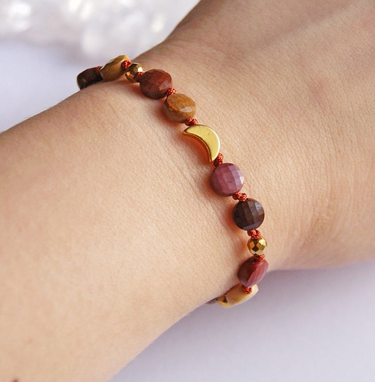 bransoletki z kamieni naturalnych Amulet LUNULA - jaspis mokait - antystresowy