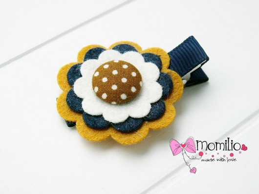 HAPPY FLOWER ecru musztarda z granatem Momilio