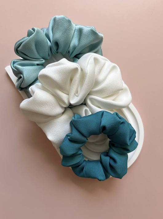 gumki do włosów Zestaw 3 scrunchies - Lagoon, White & Celadia