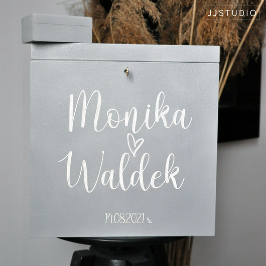 dodatki ślubne Malowane pudełko na koperty