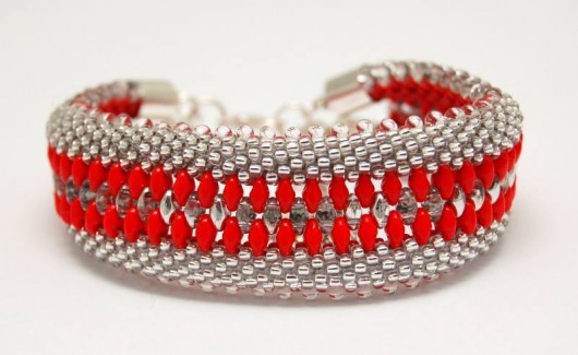 Bransoletka koralikowa Silver Red  MadeByInati