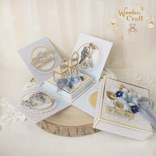 kartki scrapbooking Exploding box ślubny, kartka na ślub, pamiątka "Love" GOTOWA