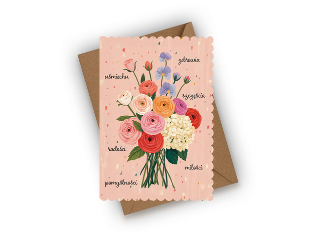 kartki okolicznościowe - wydruki Kartka okolicznościowa- Bukiet z życzeniami