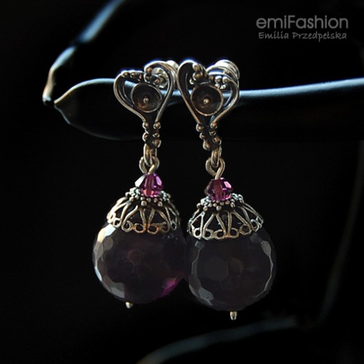 Ametyst, kryształ Swarovski i srebro MAREMI Jewelry