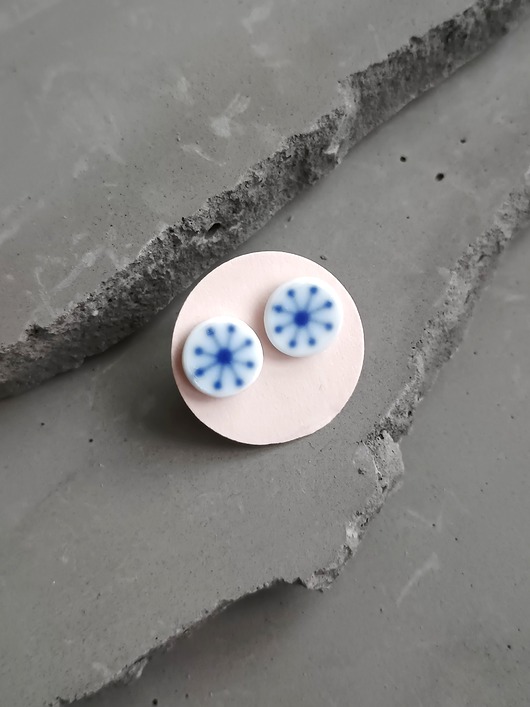 kolczyki ceramiczne Kolczyki ceramiczne w śnieżynki