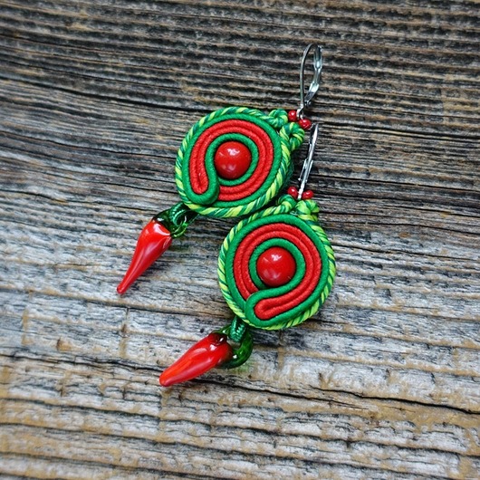 kolczyki soutache Papryczki - letnie kolczyki soutache