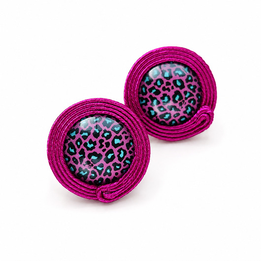 kolczyki soutache Pink Panter -kolczyki sutasz z motywem panterki