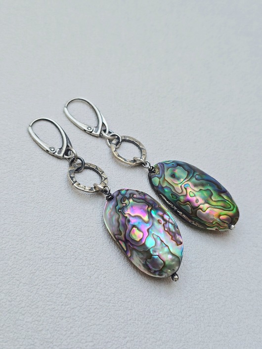 kolczyki srebrne Kolczyki Srebrne  Dyndające Muszle Paua