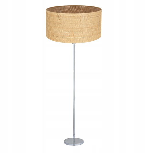 lampy podłogowe LAMPA STOJĄCA PODŁOGOWA CHROM ABAŻUR RATAN 40CM E27