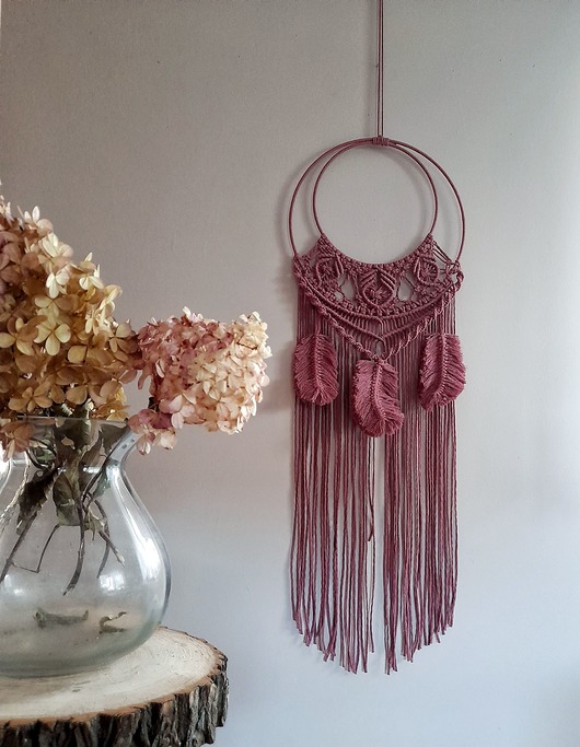 łapacze snów Łapacz snów 35 cm brudny róż od ręki