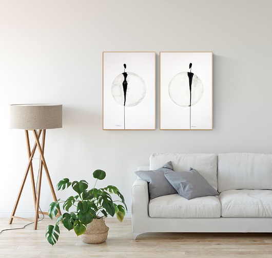 abstrakcja czarno-biała zestaw 2 obrazów 40x60  Krystyna Siwek Art