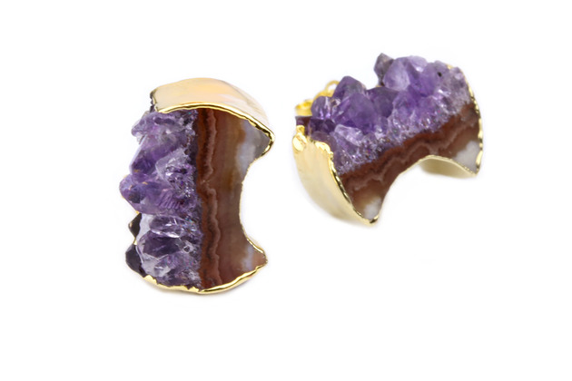 Earrings Ametyst Księżyc złoto Brazi Druse Jewelry