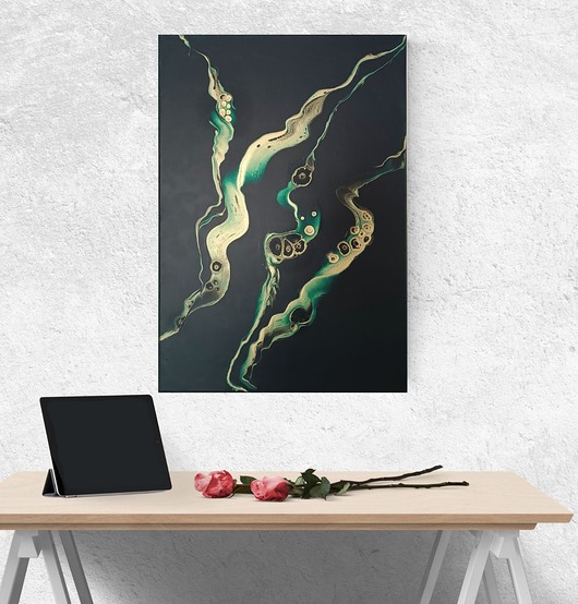 obrazy Morska Pieśń 45x65 cm Akryl na płótnie Abstrakcja do salonu