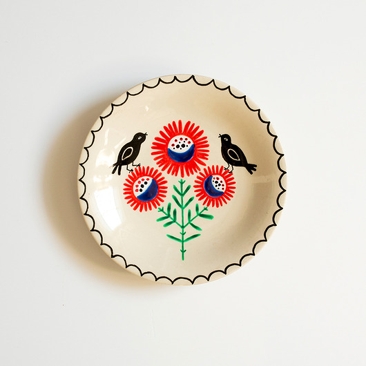 Ozdoby na ścianę Talerz na ścianę - ptaszki na kwiatku
