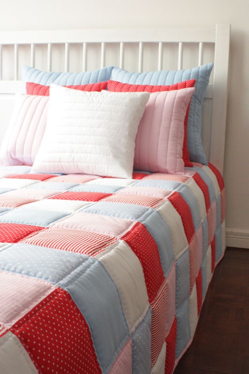 Zestaw narzuta patchwork |ILEN| + poszewki patchwork house