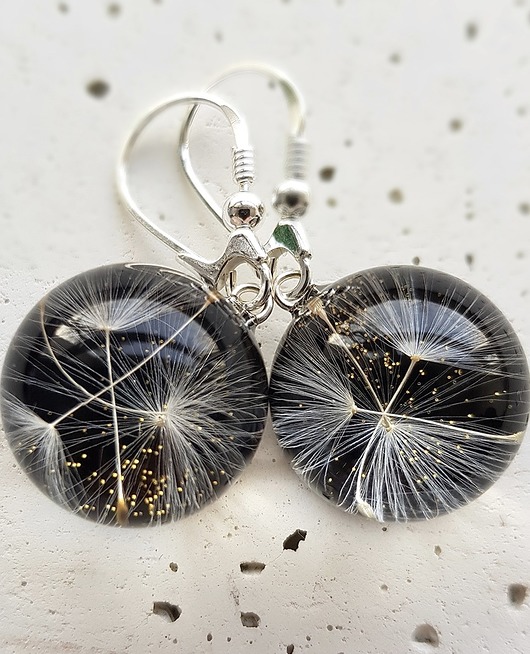 Kolczyki srebrne z nasionami dmuchawca Grol Jewellery
