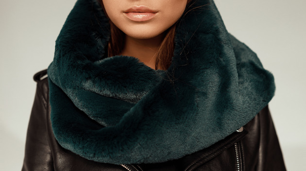 szale damskie Zielony Komin Futrzany Szalik ze Sztucznego Futra