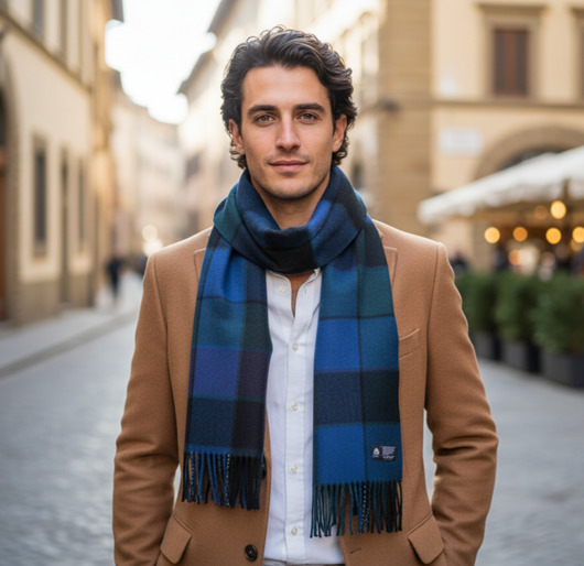 tuby i kominy Szalik Męski Granatowy Niebieski Szal Wełniany
