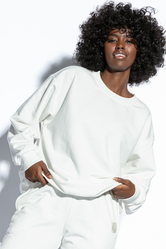 bluza bez kaptura damska Bluza damska crewneck F1809 ecru